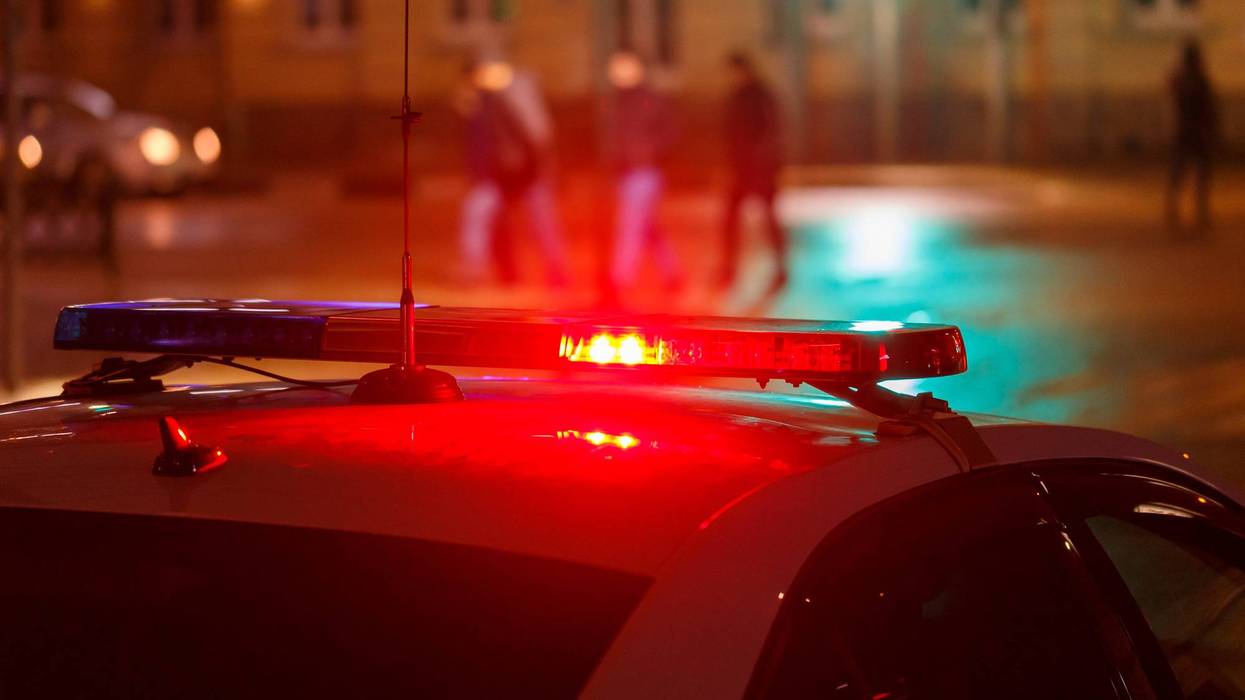 Police car lights at night