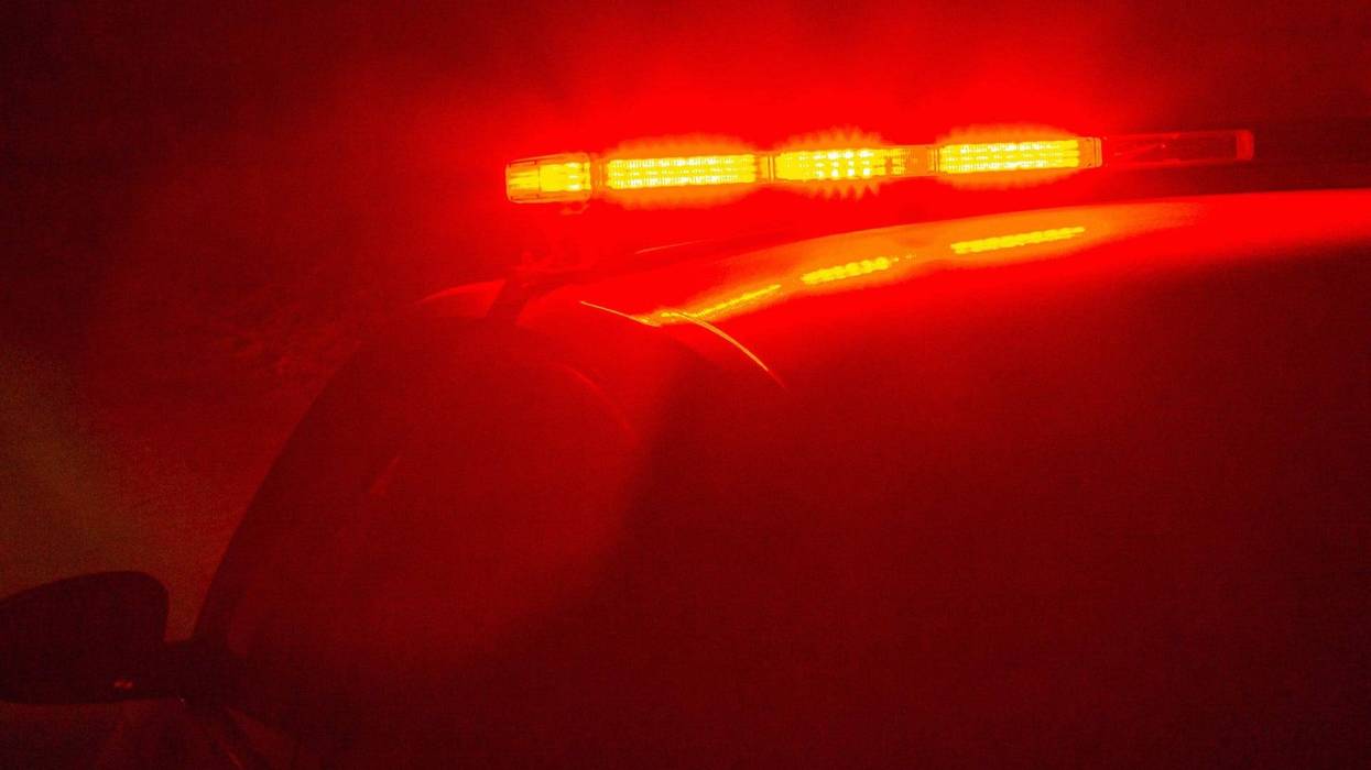 Police car lights at night