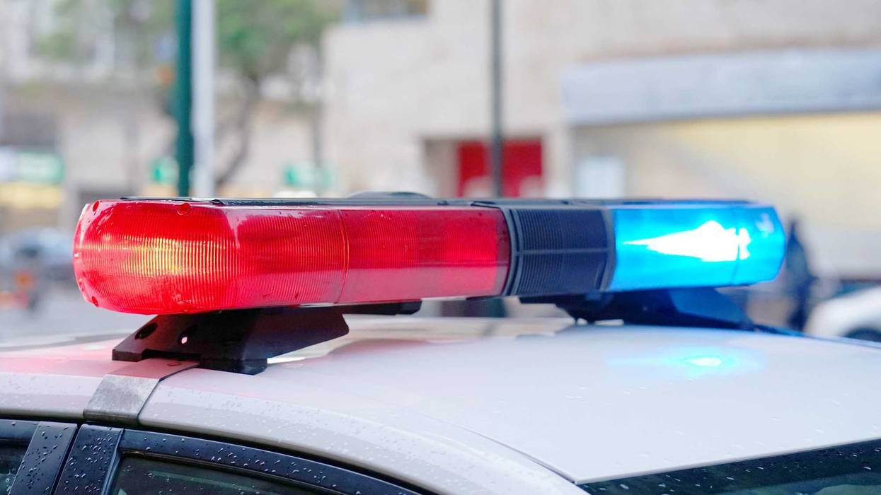 Police Car Lights on rainy day