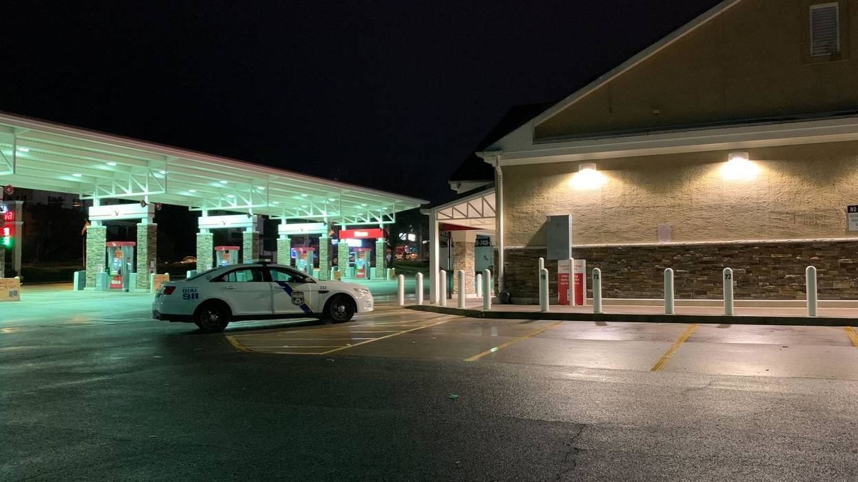 Police car on scene at Wawa in Fox Chase following shooting