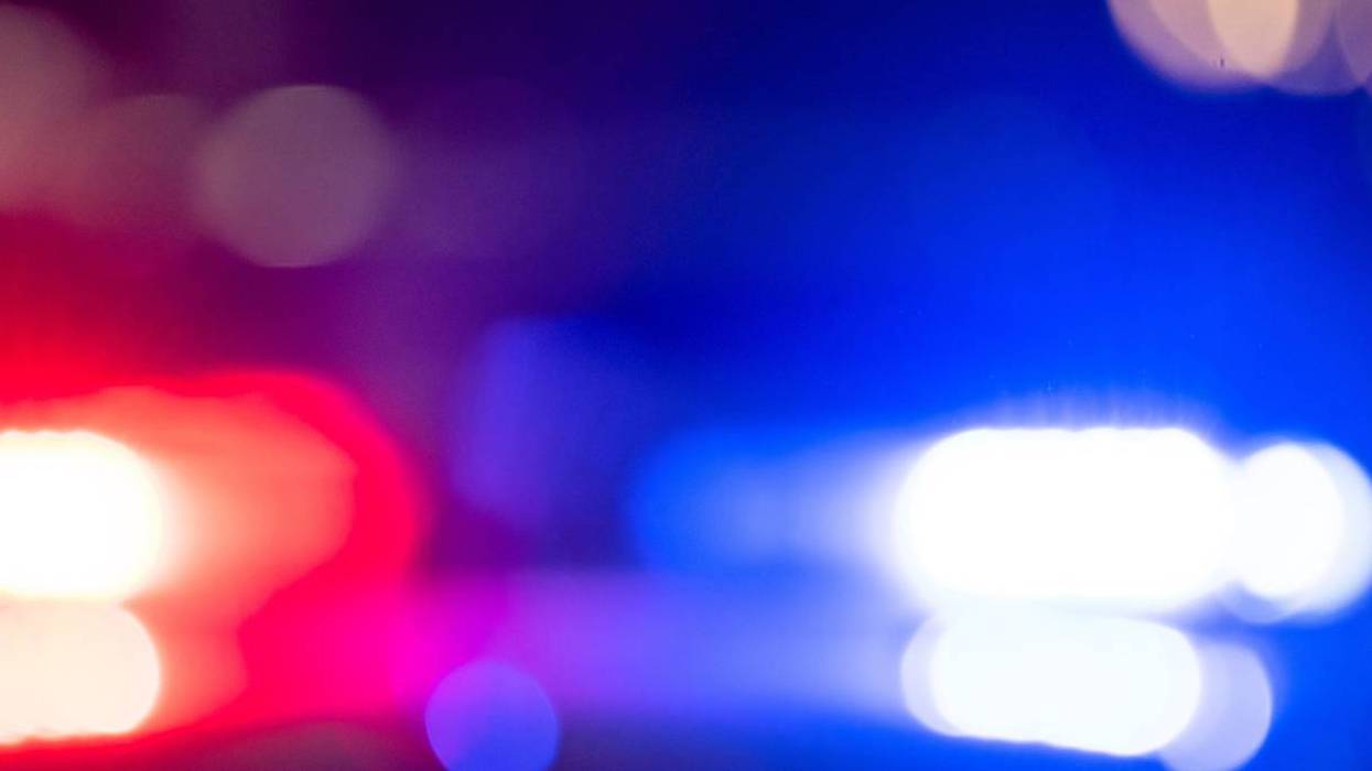 Police car with flashing lights on