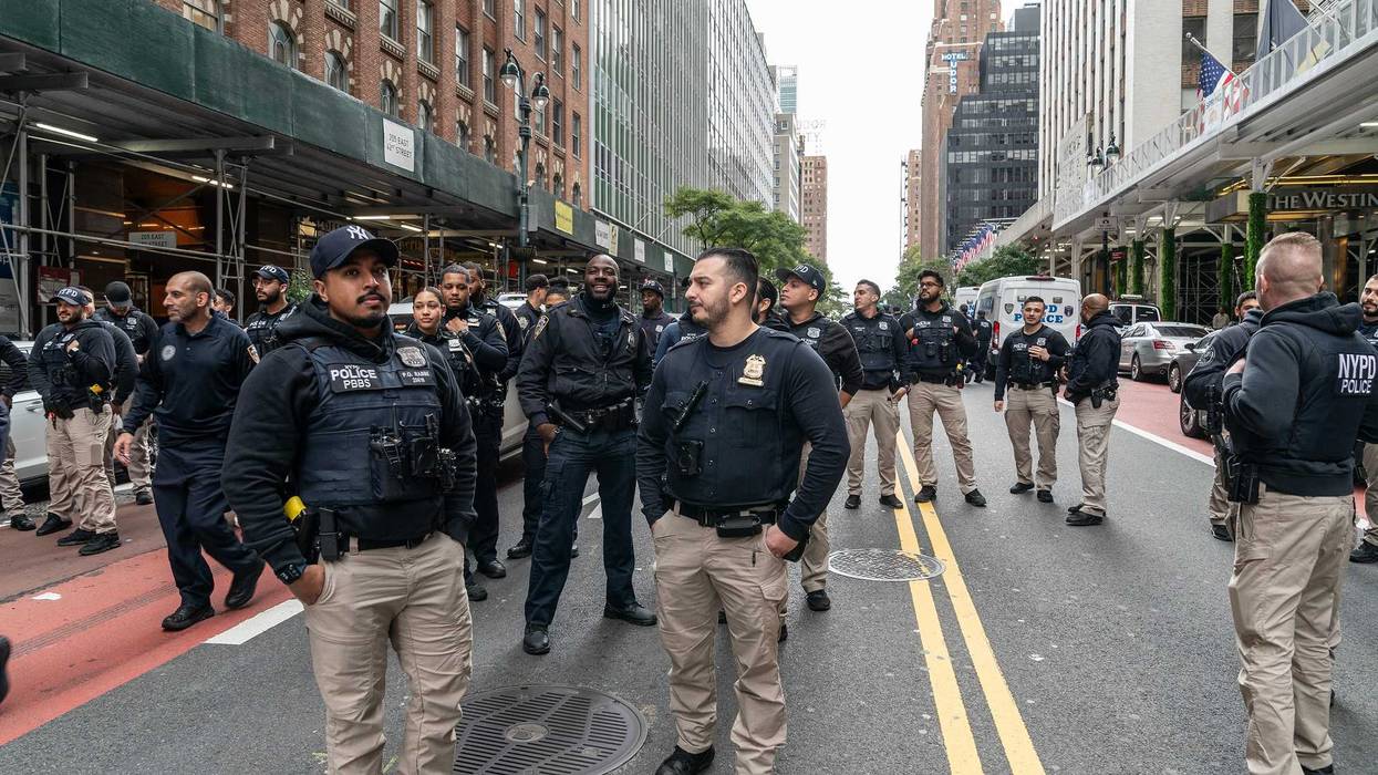 Police carefully separated both protests to prevent any clashes in Midtown Manhattan on Oct. 8, 2023