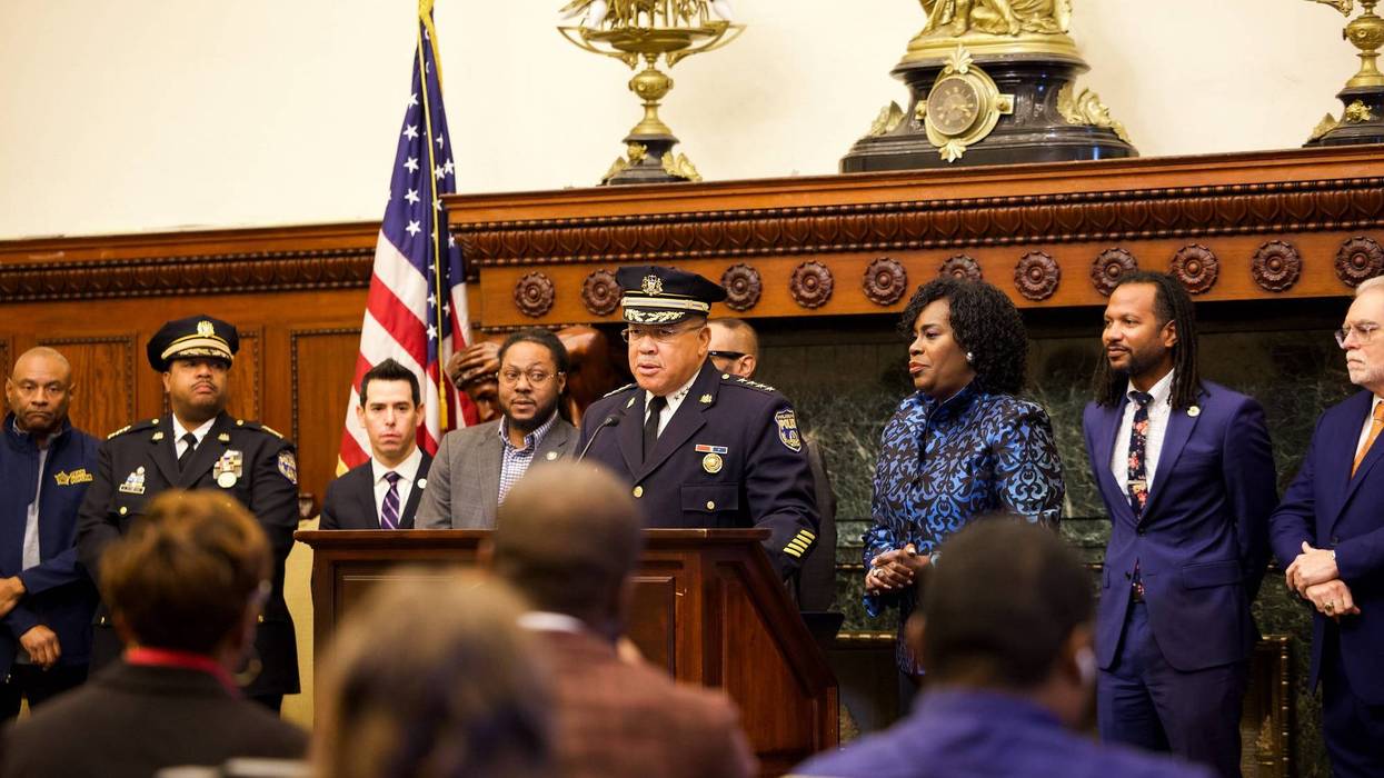 Police Commissioner Kevin Bethel leads a press conference at City Hall