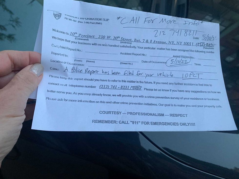 Police from the 10th Precinct put flyers on the windshields of the cars to let owners know that their vehicles are part of a police investigation