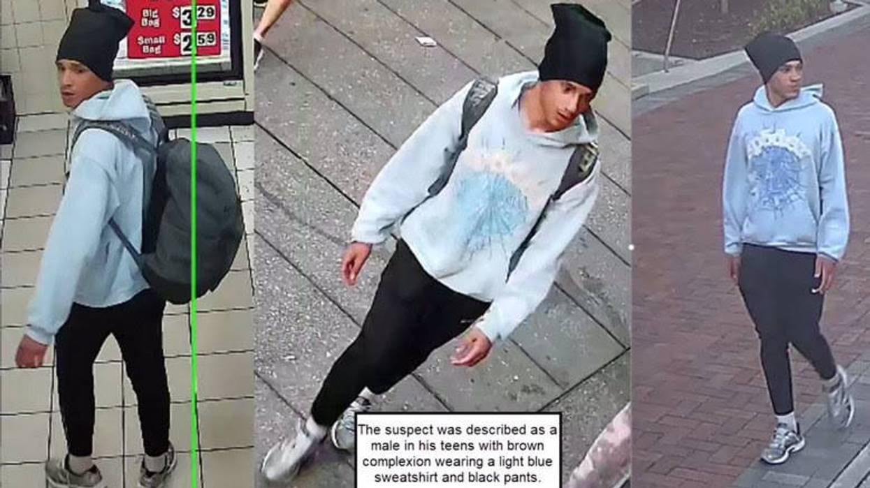 Police have released images of a suspect in a pair of Center City strong-arm robberies, described as a male in his teens with a light brown complexion, wearing a light blue sweatshirt and black pants.