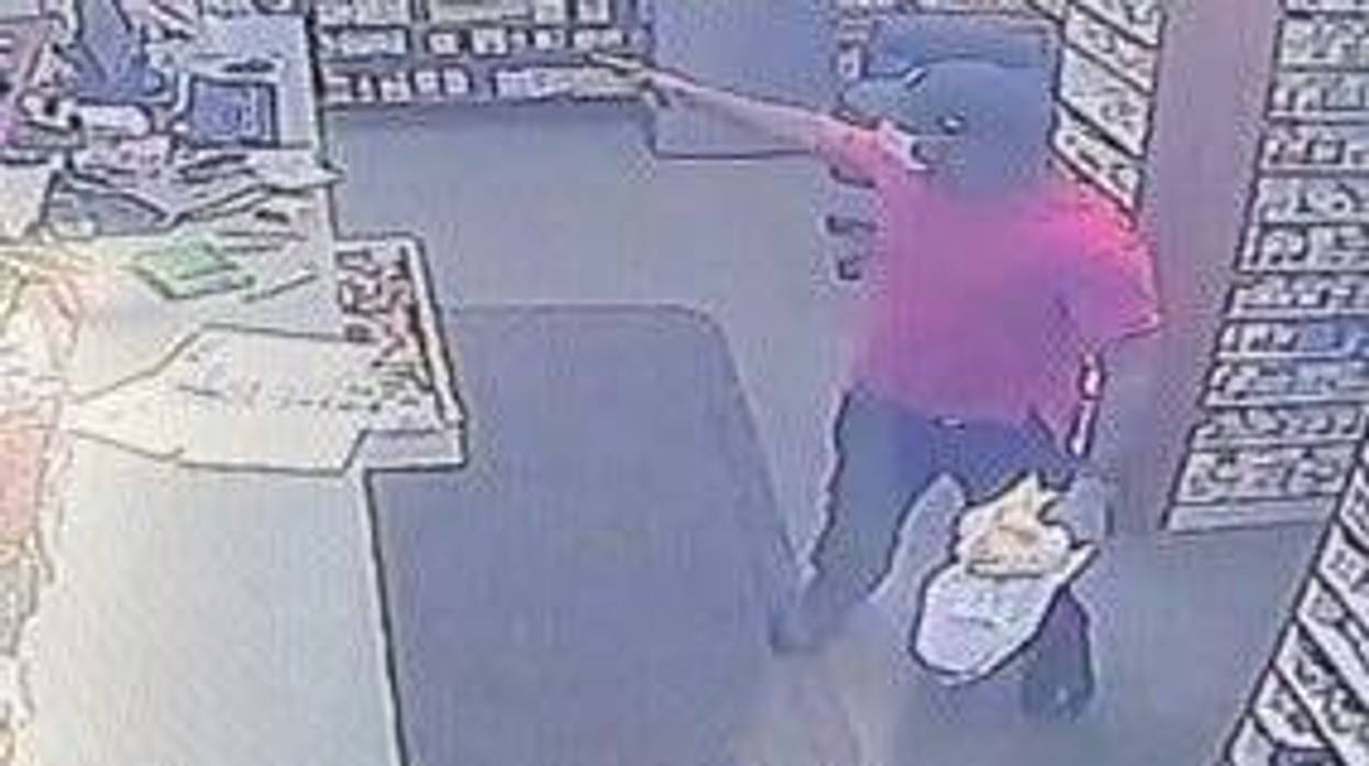 Police in Canton are on the hunt for a suspect they accuse of holding up a local pharmacy clerk at gunpoint and demanding pills and cash.