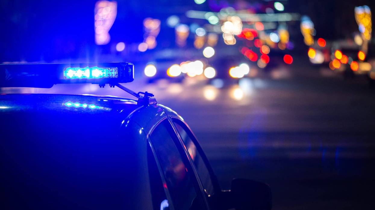 Police lights at night