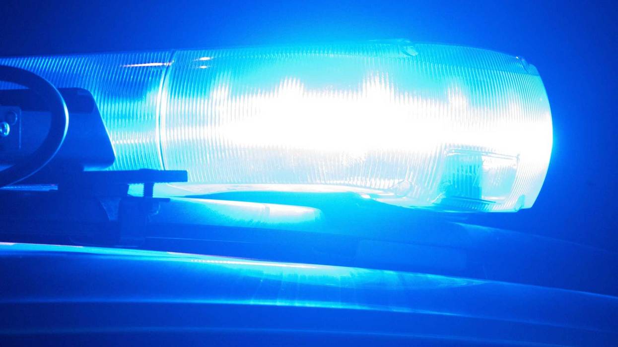 Police lights flashing.