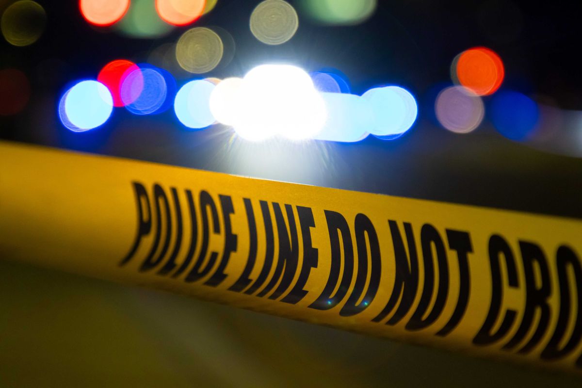 Police line stock photo