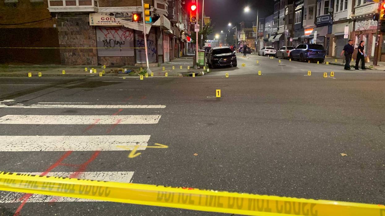 police markers fill scene of West Philadelphia shooting