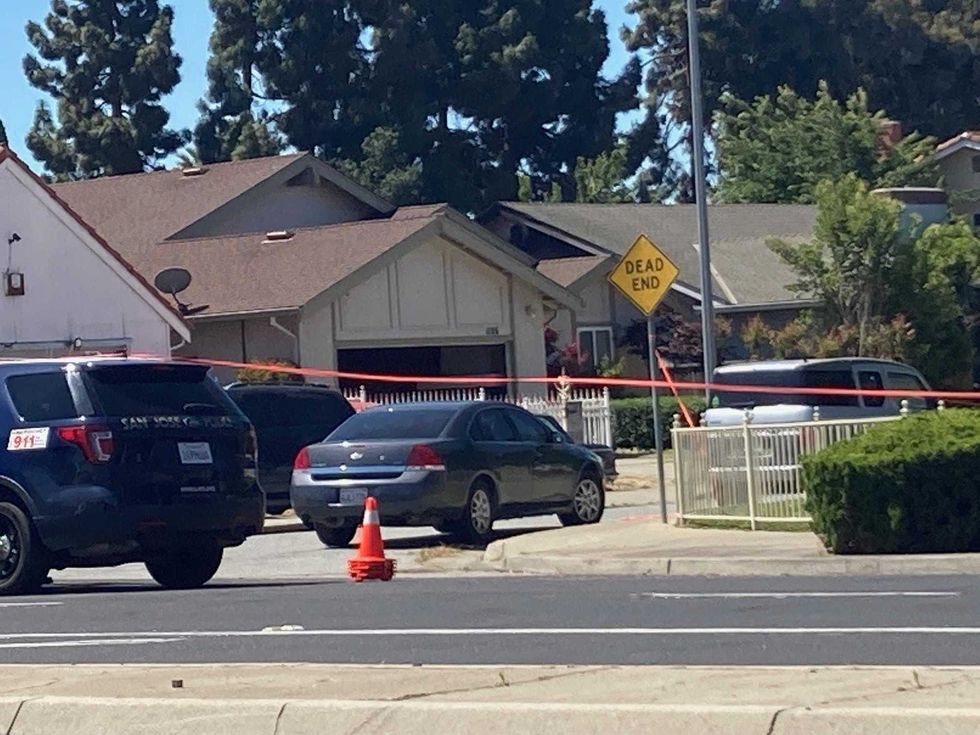 Police on scene of a two-alarm house fire in San Jose, CA, May 26, 2021