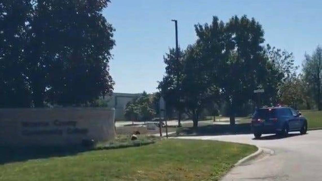 Police on the MCCC campus Tuesday.
