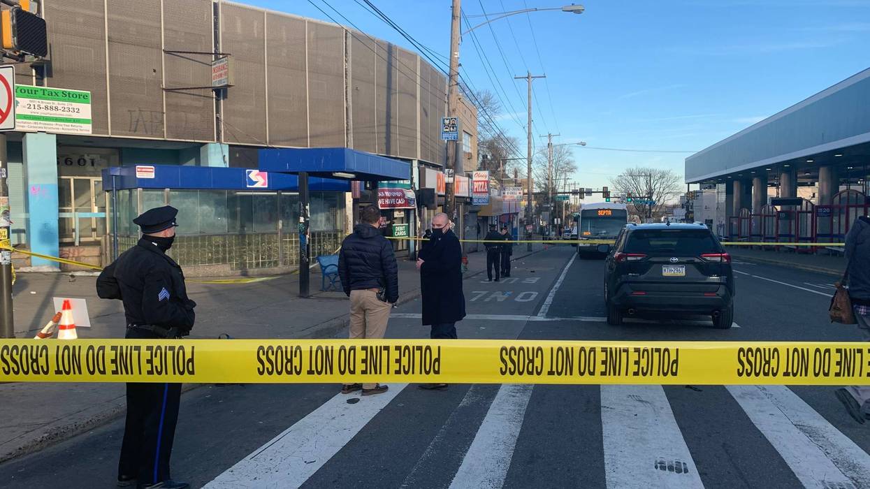 Police on the scene of the shooting near Olney Transportation Center on Feb. 17.