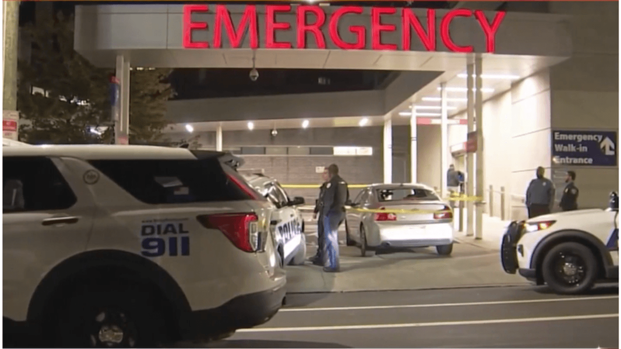 Police outside of Penn Presbyterian Medical Center after a hit-and-run early Saturday morning.