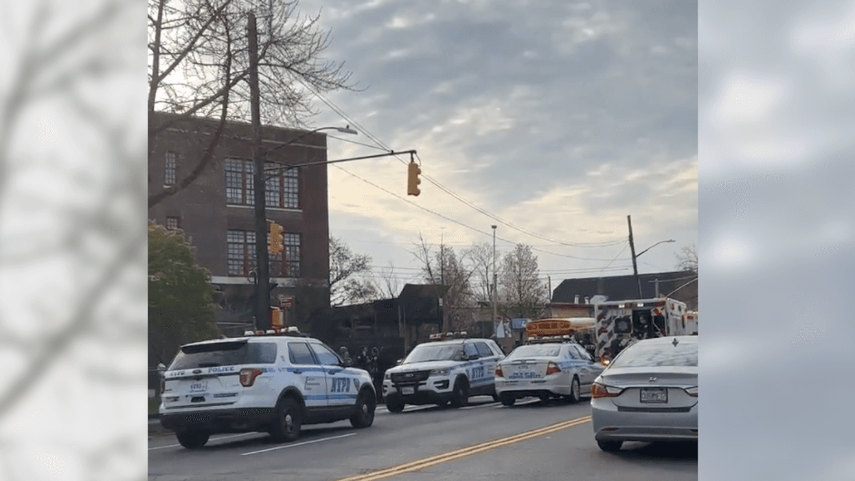 Police outside P.S. 69 Journey Prep School in the Soundview section
