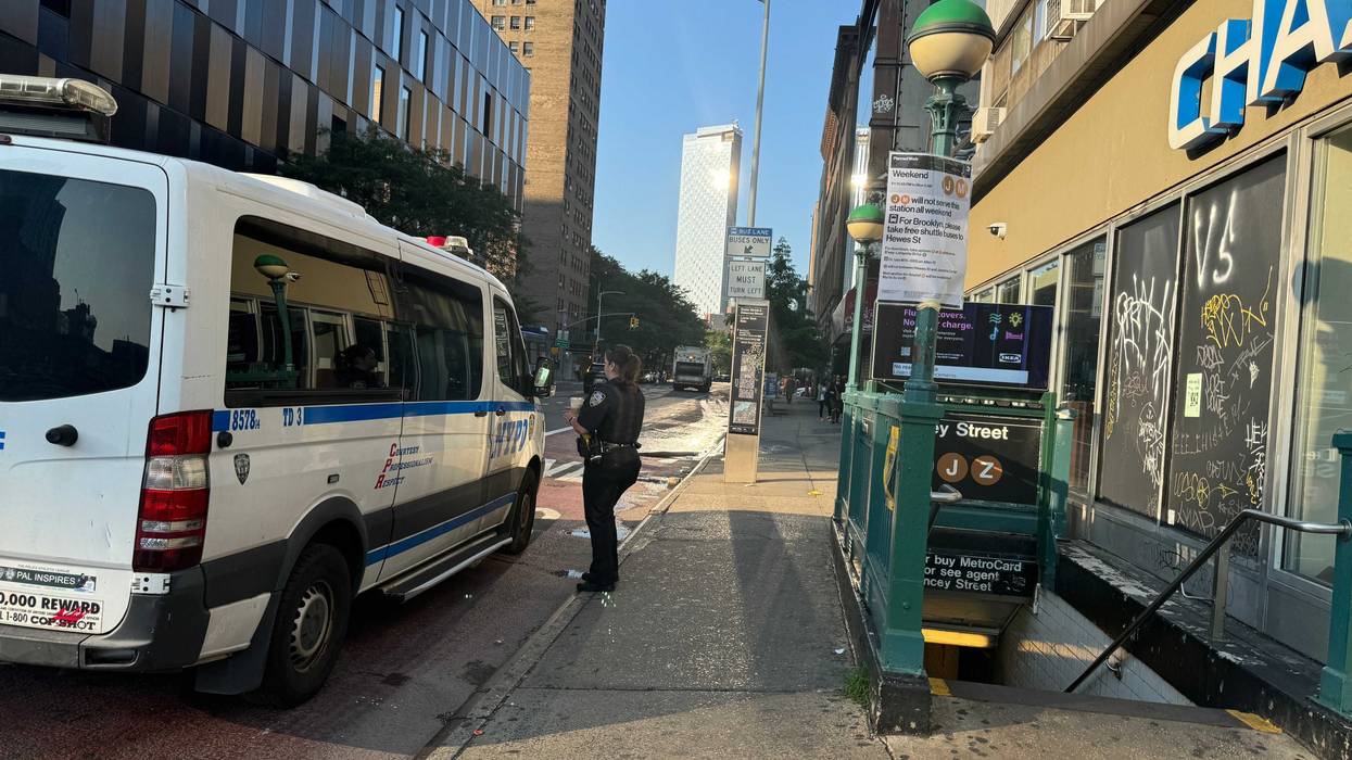 Police respond to the Delancey Street/Essex Street station on Monday morning