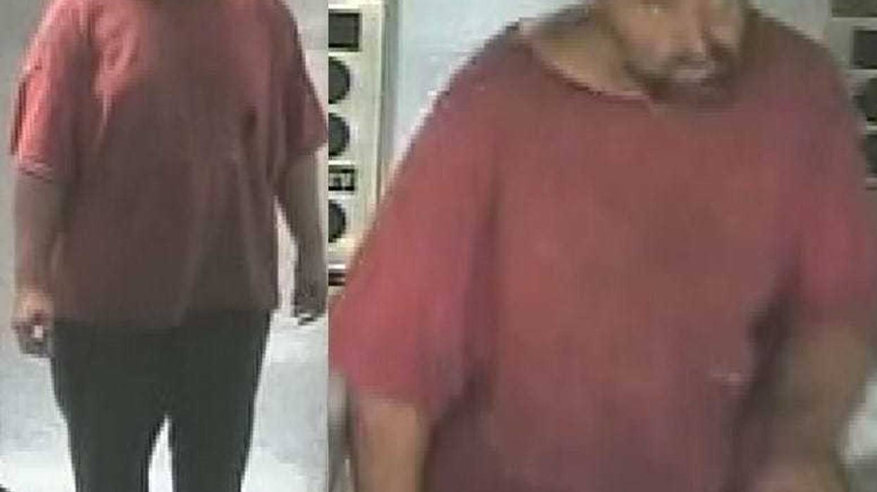 Police said a man in a dirty red shirt pushed the woman around 11 p.m. Tuesday