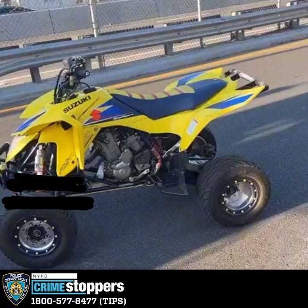 Police said one of the suspects was riding this ATV during the robbery