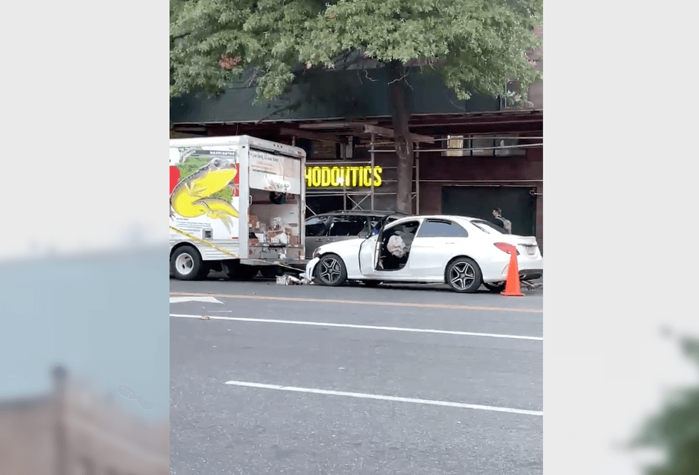 Police said the Mercedes driver fled the scene and was still being sought Wednesday