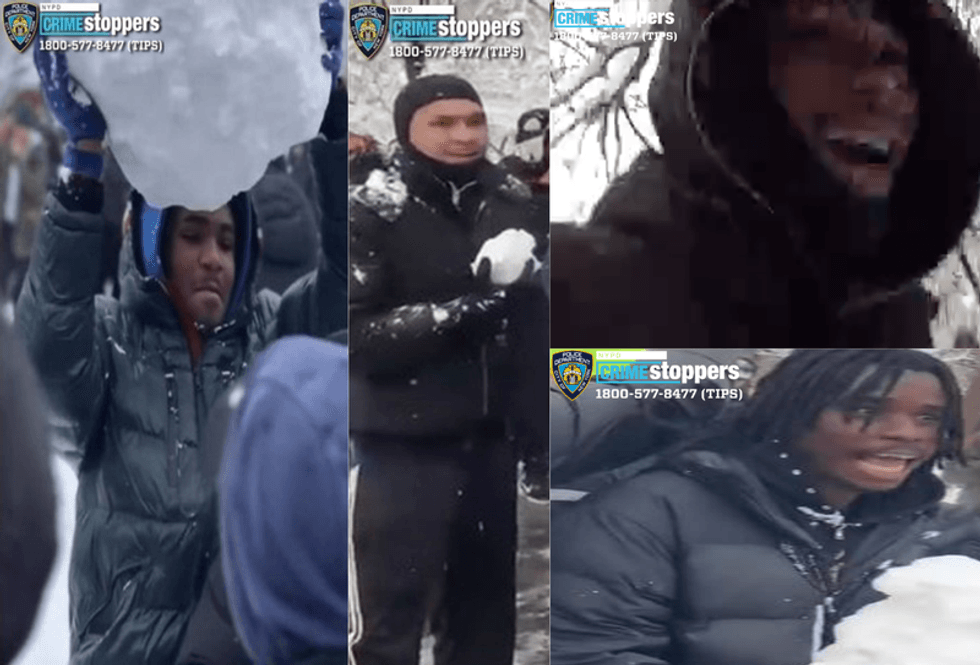 Police said they were searching for four people in connection with the injuries to officers