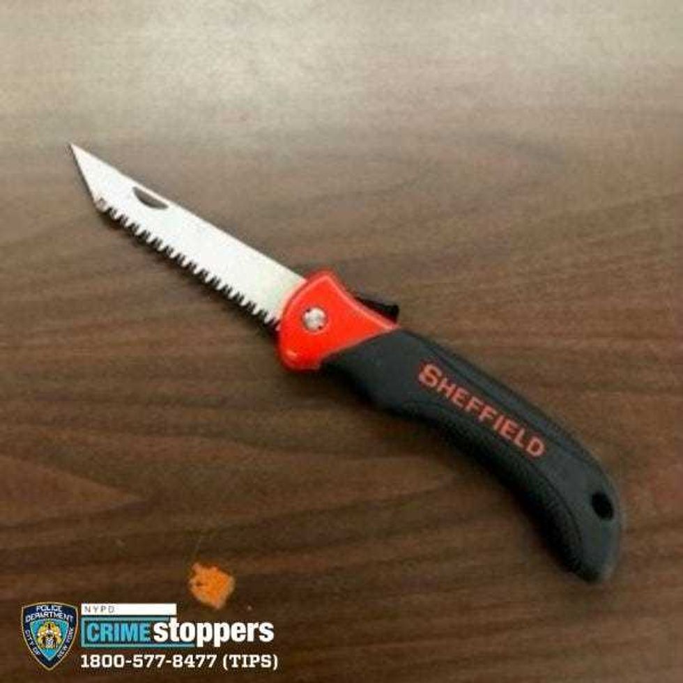 Police said this knife was recovered on the suspect during his arrest in Upper Manhattan early Wednesday