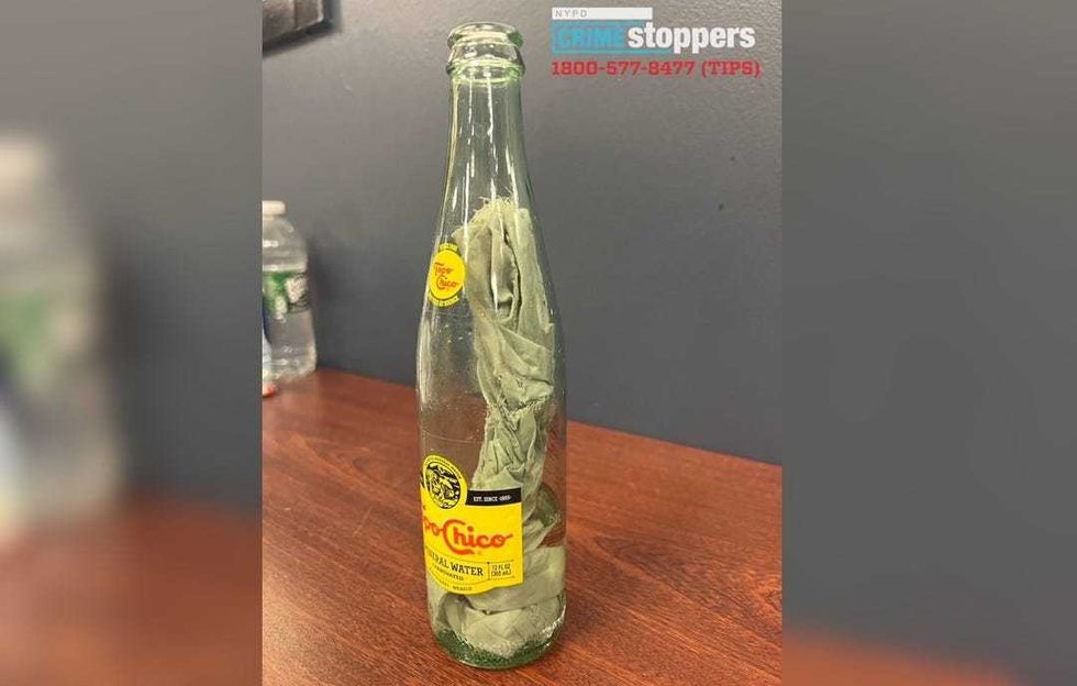 Police said this Molotov cocktail was found on the ground in the area of the protest Monday evening