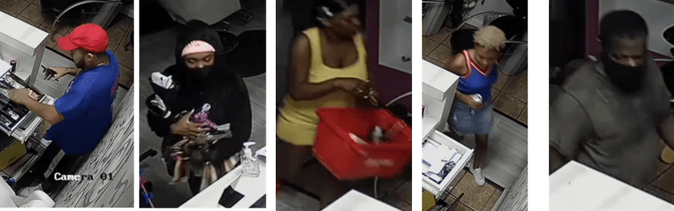 Police say five people are wanted for stealing from the business Aug. 10, 2020, in the 600 block of North Dearborn Street.