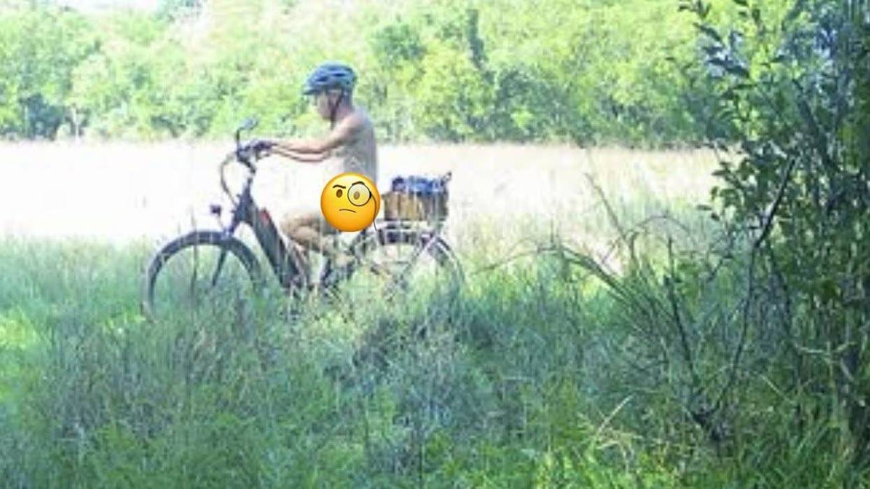 Police search for nude biker.