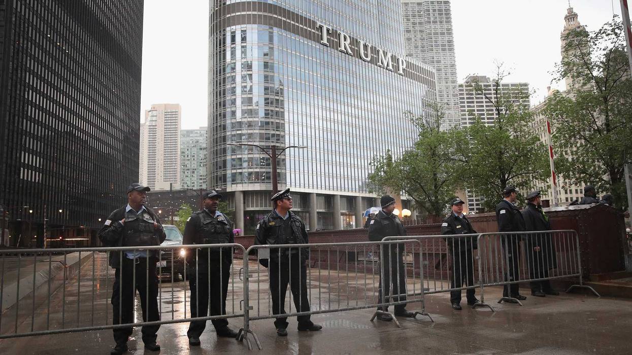 Police stand guard near Trump Tower in 2017