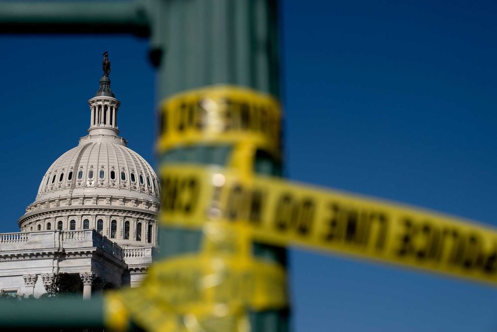 Police tape hangs near the U.S. Capitol on January 14, 2021 in Washington, DC. Security has been increased throughout Washington following the breach of the U.S. Capitol last Wednesday, and leading up to the Presidential Inauguration.