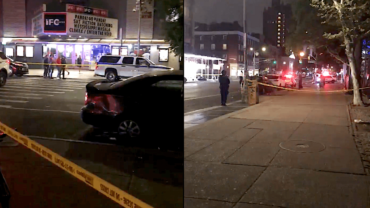 Police tape was up outside the IFC Center on Sixth Avenue early Friday morning as police investigated the fatal stabbing