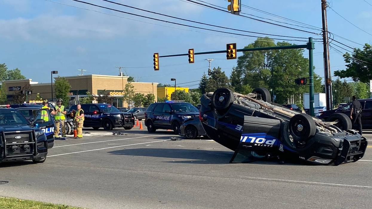 Police vehicle involved in rollover crash on Ford and Haggerty in Canton