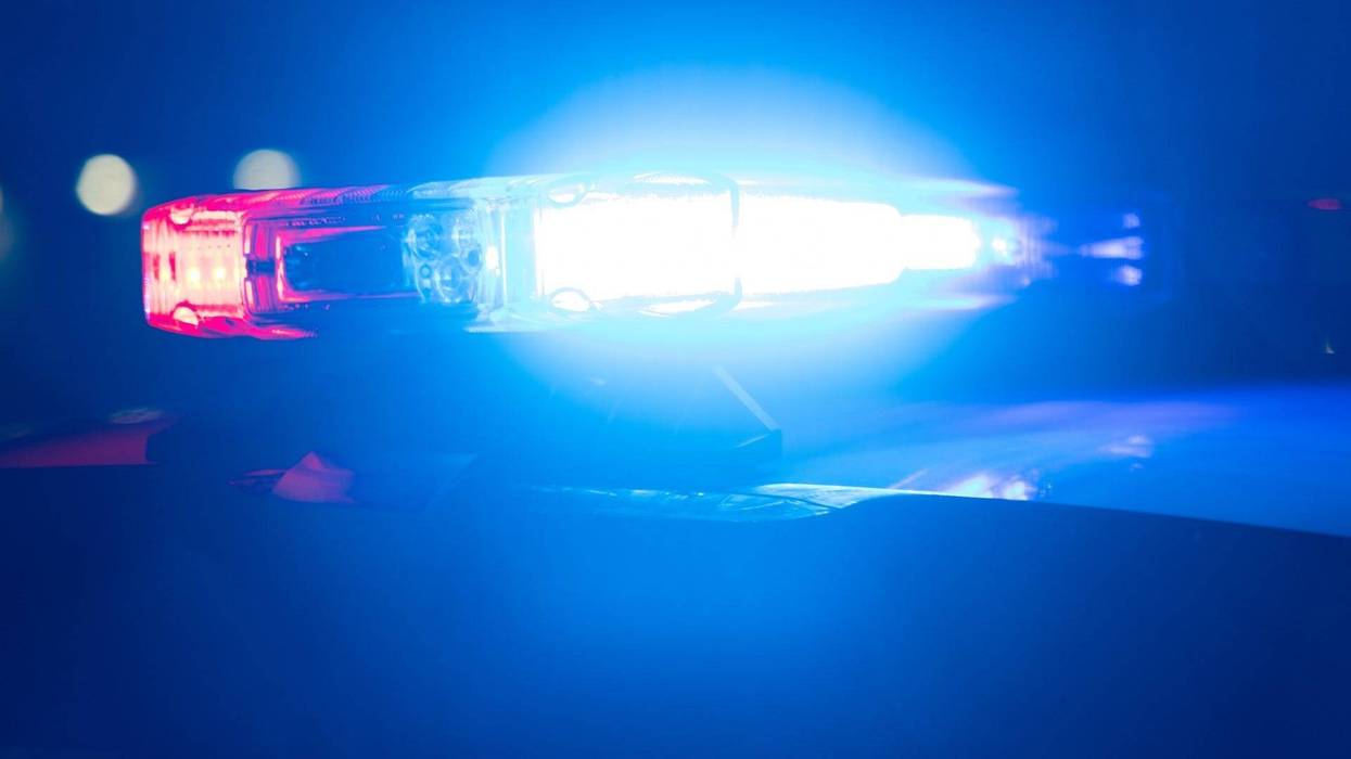 Police vehicle lights at night - stock photo