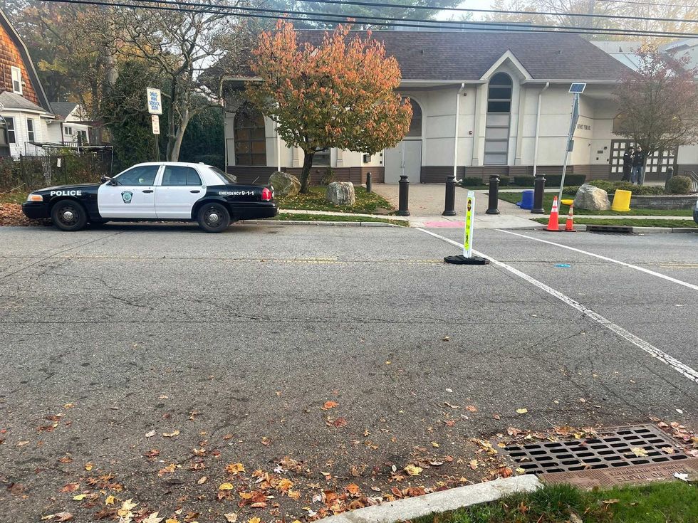 Police were stationed outside of a synagogue in Teaneck, New Jersey, on Nov. 4, 2022