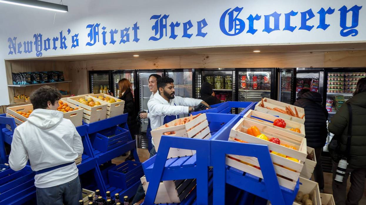 Polymarket’s temporary free grocery store in New York on Feb. 12