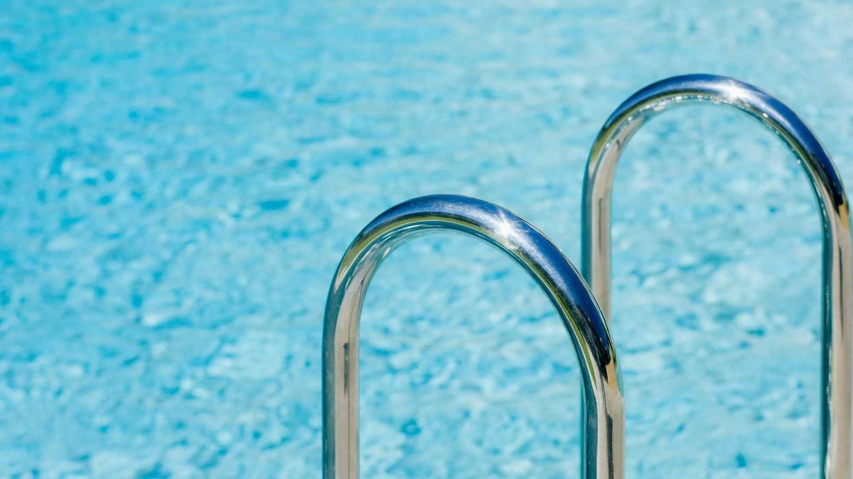 Pool ladder stock photo.