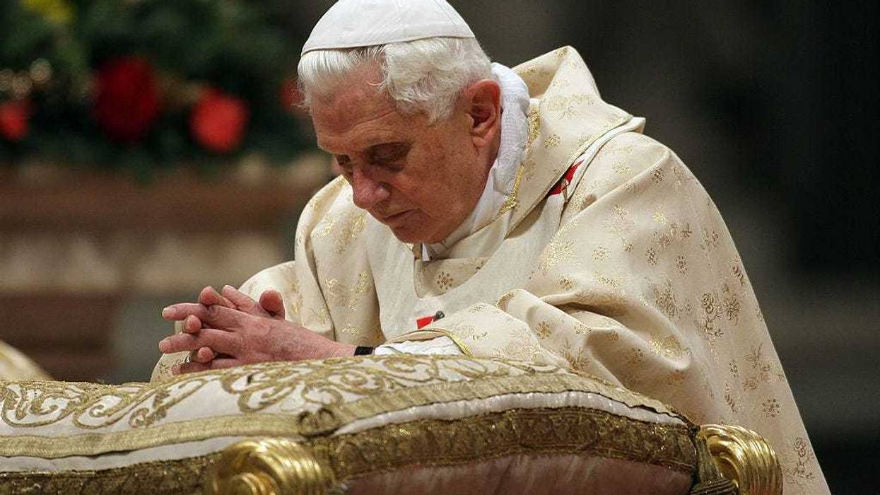 Pope Benedict XVI gives Christmas Night Mass at St. Peter's Basilica on December 24, 2009 in Vatican City, Vatican. The mass on Christmas Eve and Christmas Day are scheduled to be televised in an estimated 73 countries. (Photo by Franco Origlia/Getty Images)