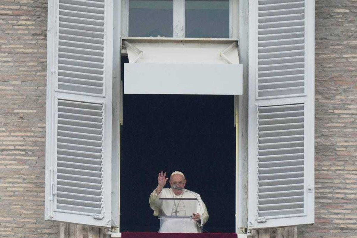 Pope Francis delivers his Angelus blessing from the window of his private studio to pilgrims gathered in Saint Peter's Square during the Feast of the Epiphany on January 06, 2023 in Vatican City, Vatican. (Photo by Christopher Furlong/Getty Images)