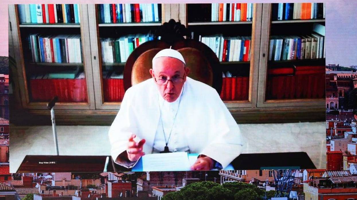 Pope Francis speaks during the Clinton Global Initiative (CGI)