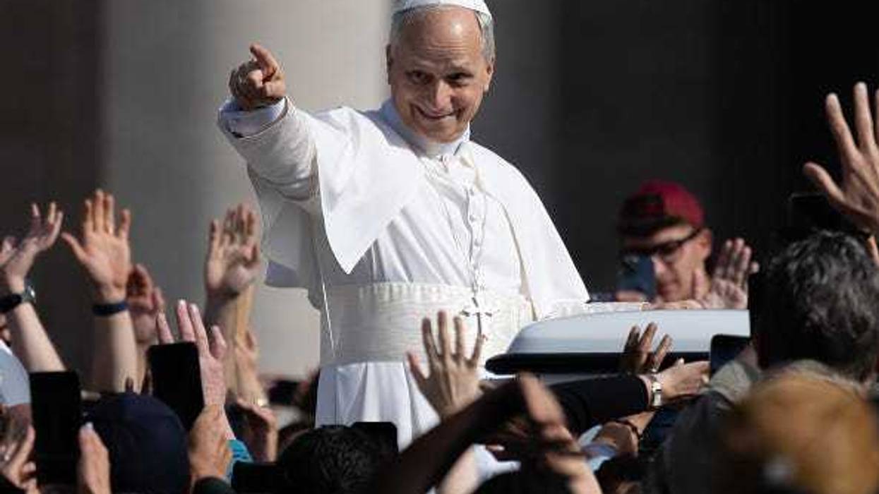 Pope Leo XIV waves as he arrives ahead of the Inauguration Mass of Pope Leo XIV in St Peter's Square on May 18, 2025 in Vatican City, Vatican. Pope Leo XIV (formerly Cardinal Robert Francis Prevost) presided over his inauguration mass in St Peter's Square after his election on May 8th.