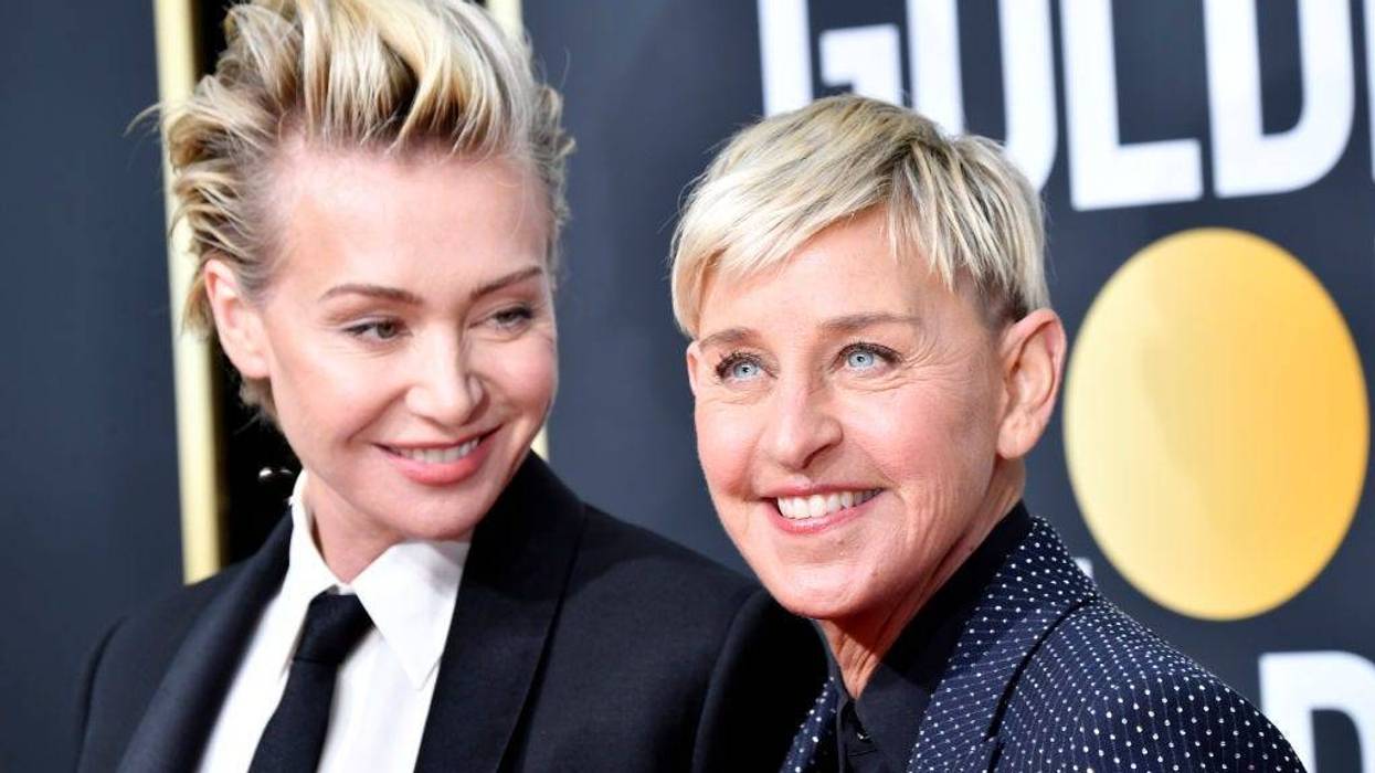 Portia de Rossi and Ellen DeGeneres attends the 77th Annual Golden Globe Awards