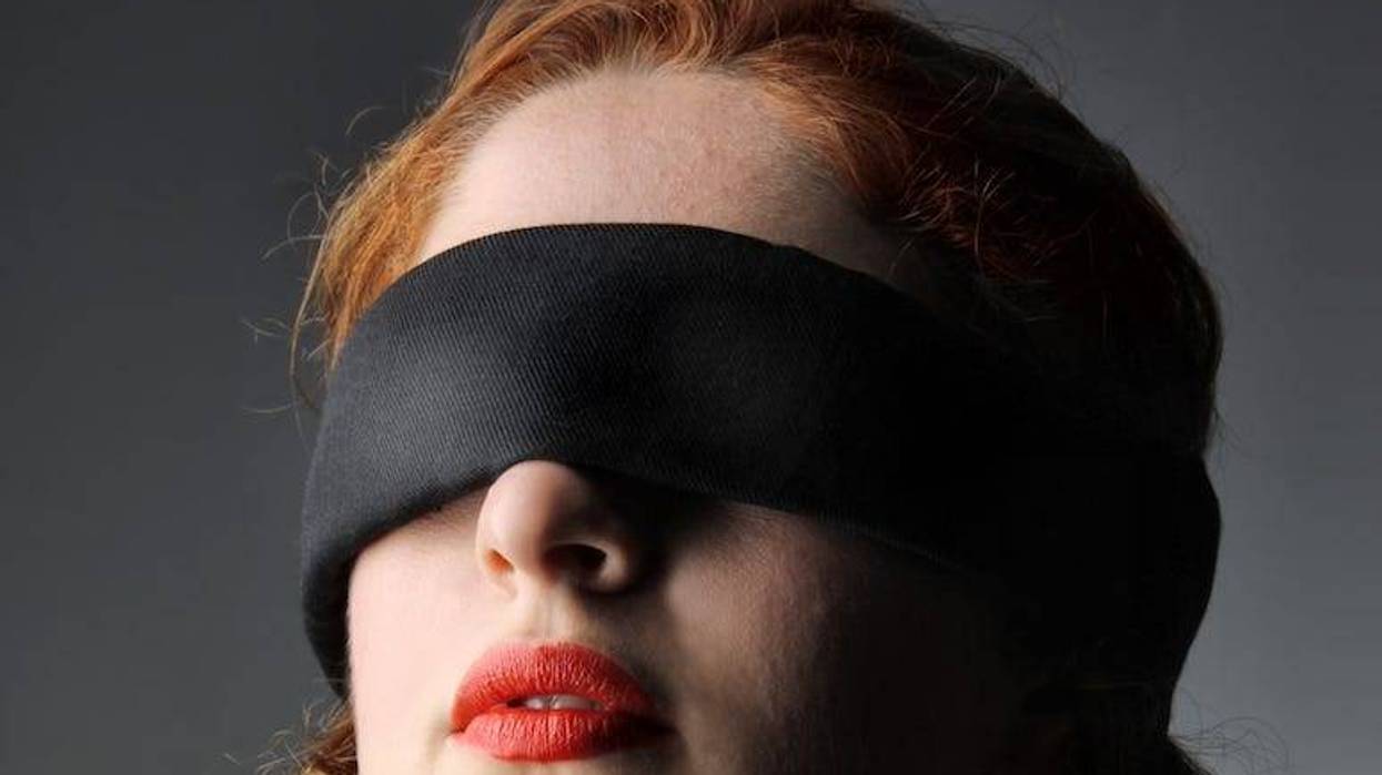 Portrait, Blindfolded, Woman, Redhead