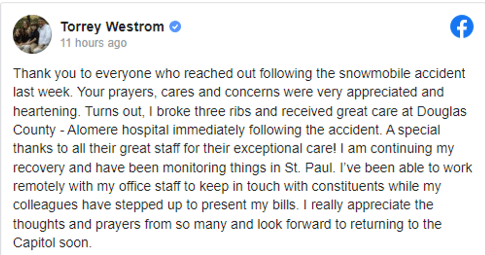 Post by Rep. Torrey Westrom