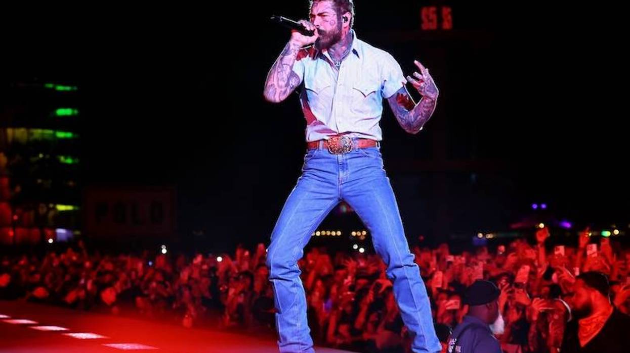 Post Malone performs at Coachella Stage during the 2025 Coachella Valley Music and Arts Festival on April 20, 2025 in Indio, California.