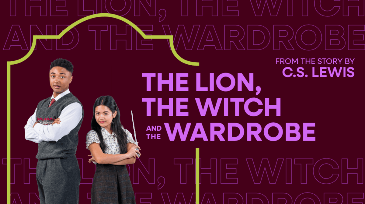 Poster for 'The Lion, The Witch and The Wardrobe' by C.S. Lewis, with two young actors.