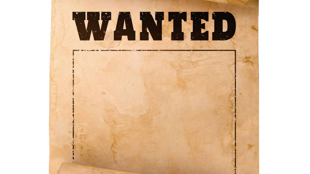 Poster Wanted isolated on white. Space for design