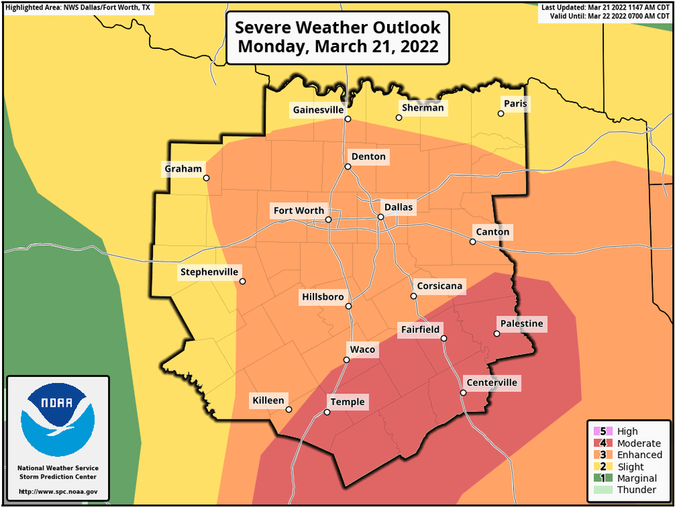 Potential for severe weather in North Texas on Monday