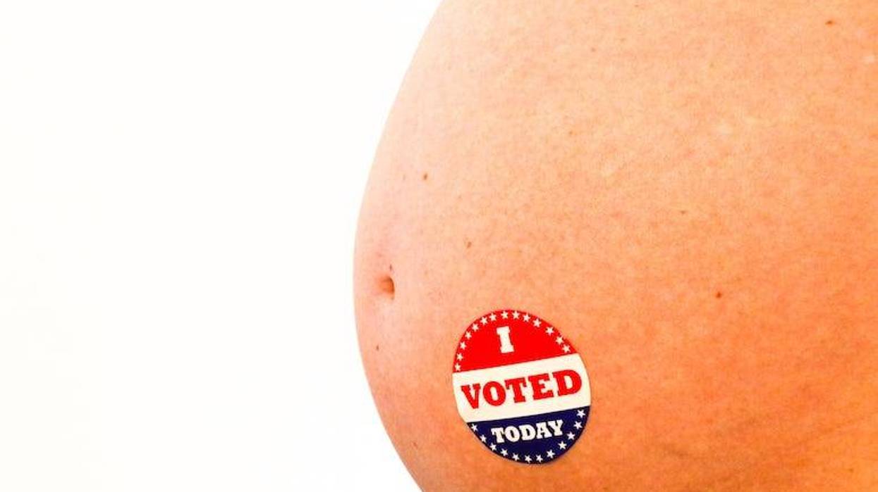 Pregnant Belly, I Voted sticker