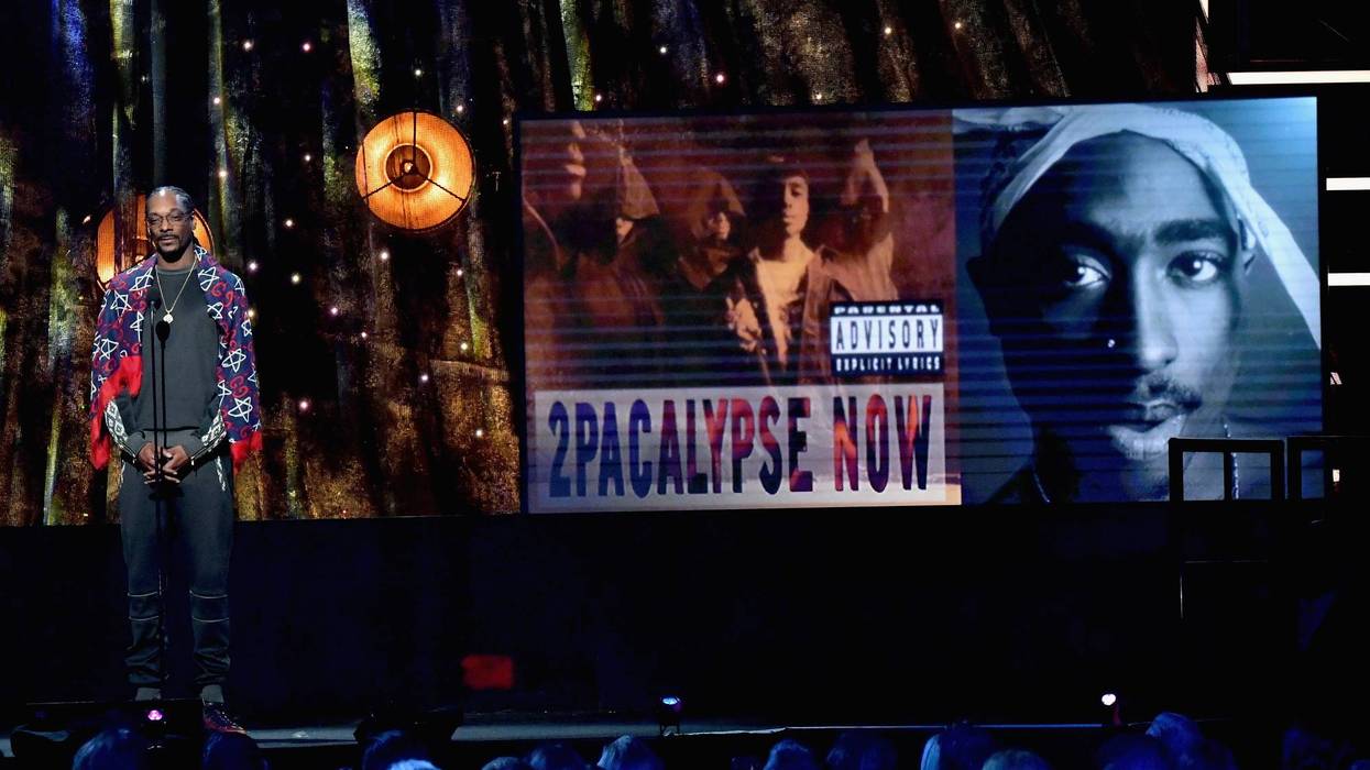 Presenter Snoop Dogg speaks about 2017 Inductee Tupac Shakur onstage at the 32nd Annual Rock & Roll Hall Of Fame Induction Ceremony at Barclays Center on April 7, 2017 in New York City.