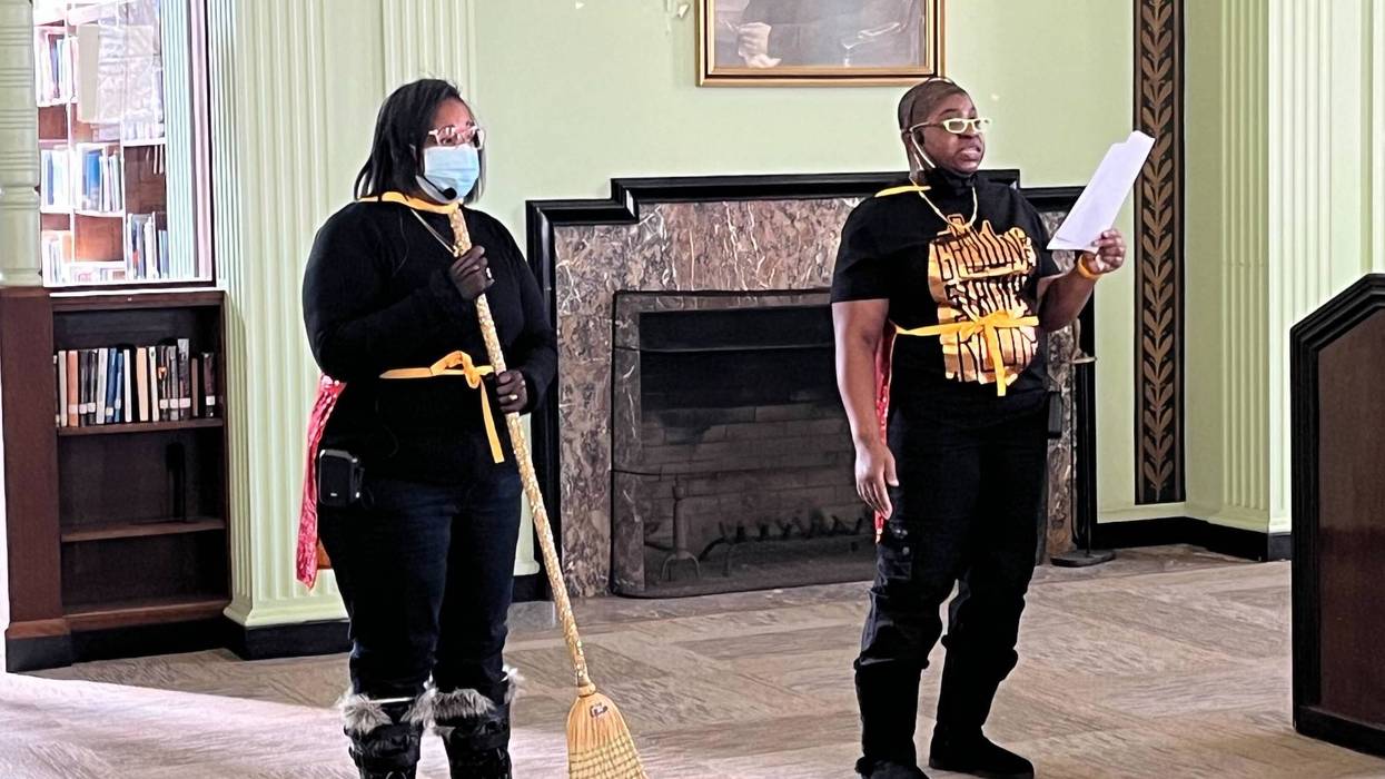 Presenters from environmental groups on Wednesday who laid out a trash reduction plan to which they are asking Philadelphia mayoral candidates to commit.